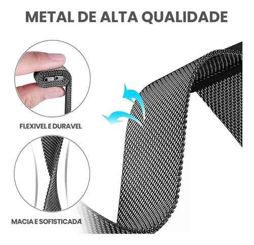 Pulseira Inox Magnética 22cm Para Smartwatch 38-41mm