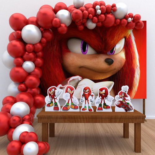 Kit Decoração De Festa Infantil Knuckles Sonic Vermelho M