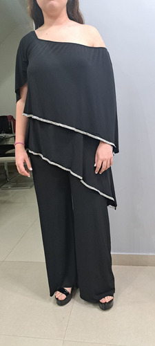 Mono De Vestir C/ Negro Con Spandex Con Detalles Plateado Xl Negro Xl (Usado)