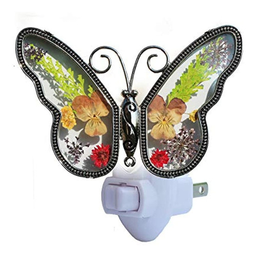 Lampara De Noche De Cristal Con Diseño De Mariposas En Cris