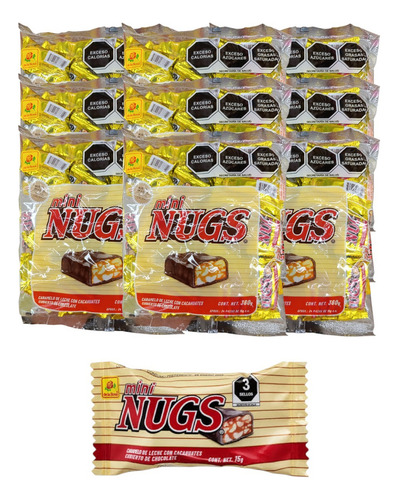 Mini Nugs Chocolate 72pz Con Caramelo Cacahuate De La Rosa E