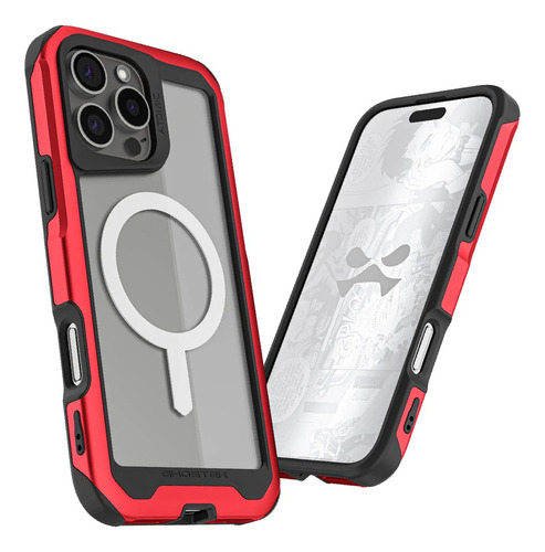 Funda / Carcasa De Aluminio Para iPhone 16 Pro Max - Marca Ghostek Modelo Atomic - Color Rojo