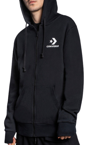 Campera Negra Canguro Hombre Converse