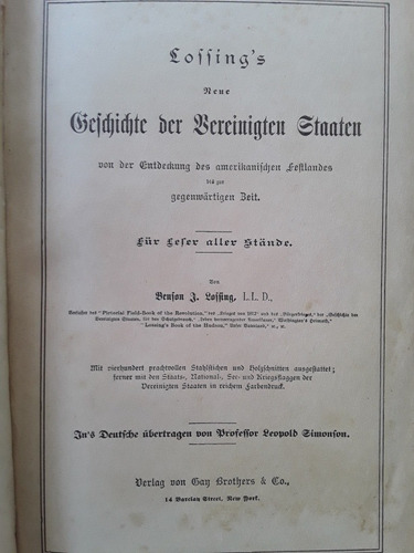 Livro Antigo Raro História Dos Estados Unidos 1884 Em Alemão (Usado)
