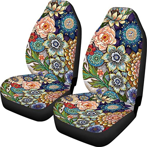 Fundas De Asiento De Coche Estampado Floral Bohemio Col...