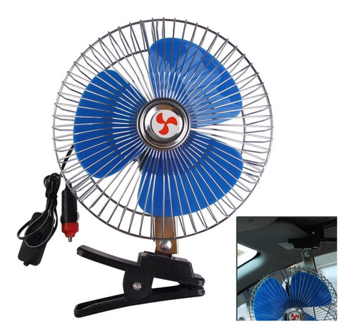 Ventilador Metalico 8 Pulgad 12v Universal Plateado Con Clip