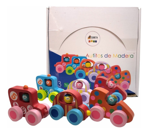 Imagen 1 de 7 de Autito De Madera X6 Primera Infancia Didactico Bebes