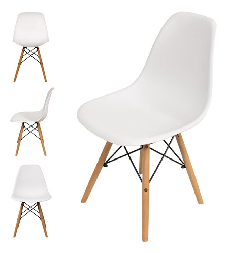 Silla Eames Diseño Patas Madera Dsw Colores X4 Color Blanco Green Deco