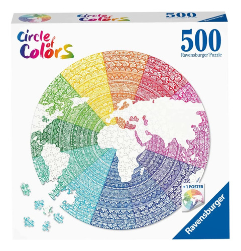 Rompecabezas Circular Mapa Mundi 500 Pz Ravensburger Mandala