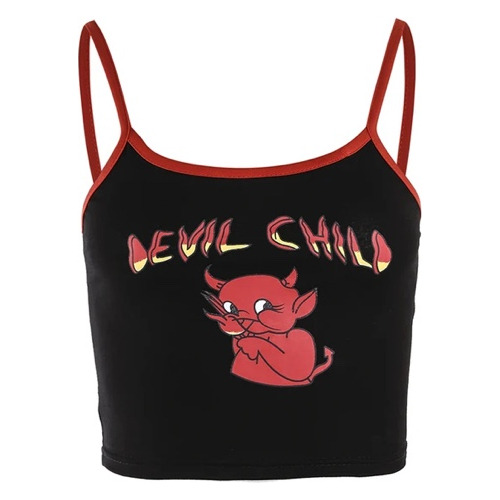 Mini Top De Mujer Devil Child Niña Diablo Estilo Punk