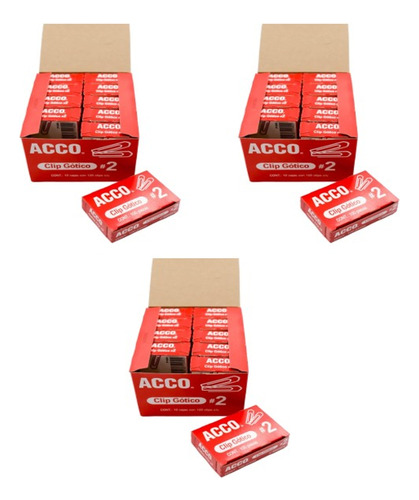 Clip Gotico #2 P1690 Acco. Pack 30 Cajitas Con 100 Clips C/u