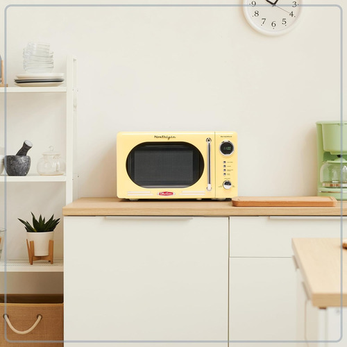 Horno Microondas Retro Compacto 0.7 Pies Color Amarillo