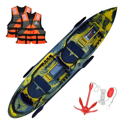 Kayak Caiaker New Foca 2 Plazas Estable Aventureros Color Camo verde