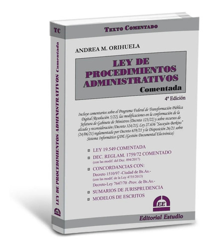 Ley De Procedimientos Administrativos, De Andrea M. Orihuela. , Tapa Blanda En Español