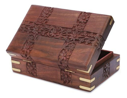 Caja Joyas Madera Tallada, Decorativa Y Práctica