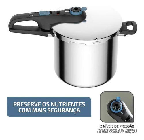 Panela De Pressão Rochedo Ppfe 8l Inox Circular 5 Sistemas Inox