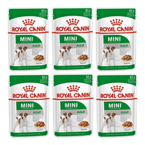 Kit 6 Unidades Royal Canin Ração Sachê Mini Adult 85g