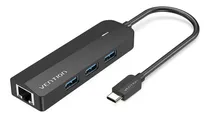 Comprar Hub usb c multipuerto Vention 4 en 1 usb c a puerto de red internet Rj-45 ethernet Gigabit + Multiplicador 3 puertos usb 15cm premium compatible con pendrive pc notebook macbook portatil TGPBB