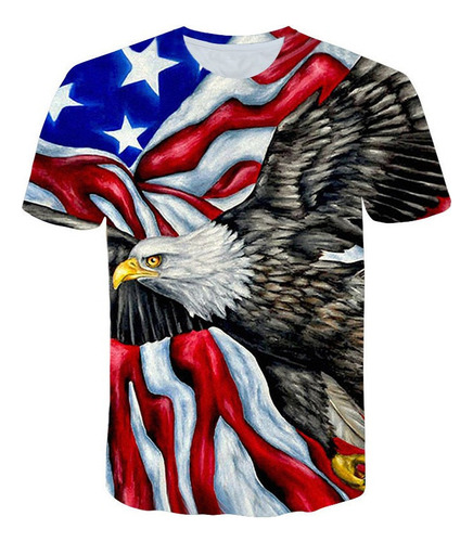 Camiseta Con Estampado 3d De Águila Americana Y Pancarta