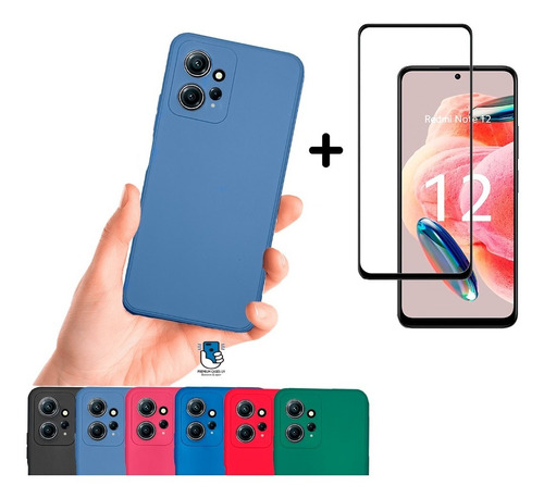 Funda Case Silicona Para Xiaomi Note 12 4g + Vidrio Full Cov