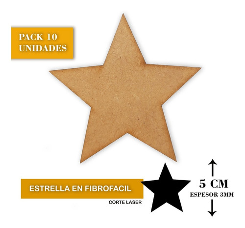 Estrella Fibrofácil 5x5 Cm Figura De Madera Mdf Adorno 