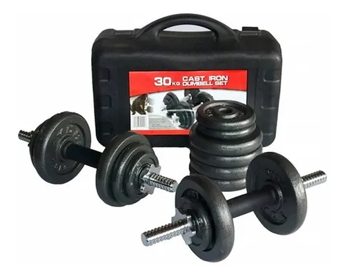 Set 30 Kg 2 Mancuernas A Rosca Discos valija Mir Gym En3x