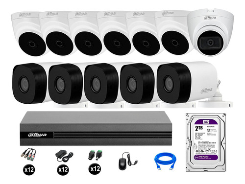 Cámaras Seguridad Kit 12 Dahua Hd 720p 2tb 1 Cámara C Audio