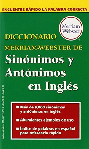 Libro : Diccionario Merriam-webster De Sinonimos Y Antoni...