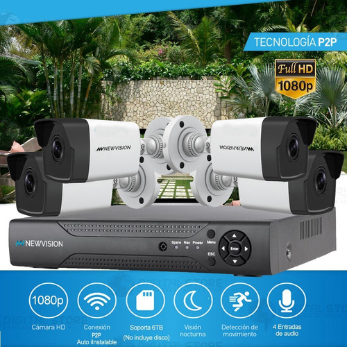 Kit 4 Camaras Seguridad Full Hd Exterior + Dvr 8ch Ip P2p