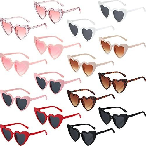 16 Pares De Gafas De Sol Con Forma De Corazón Vintage Xpssy