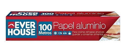 Papel Aluminio Everhouse Rollo  100 Mts