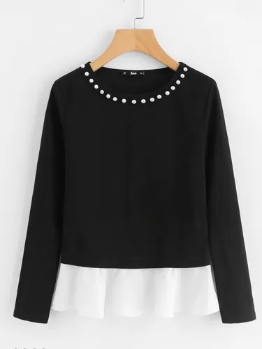 Blusa negra 2025 con perlas