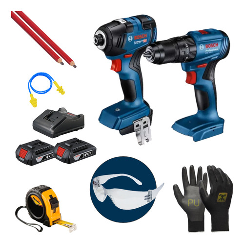 Furadeira Gsb-185li + Chave Imp Gdr 18v-200 Bosch C/ Kit