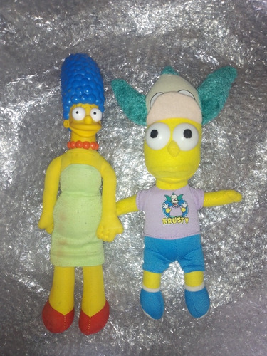 Muñecos De Peluche De Los Simpson Bart Y Marge (Usado)