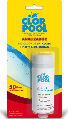 50 Tiras Analizadoras Ph Alcalinidad Cloro Piscinas Clorpool