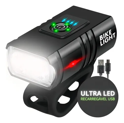 comprar Farol Para Bicicleta Luz Led A Prova D'agua Usb Recarregavel