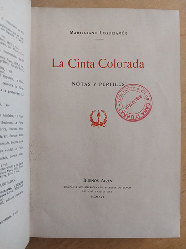 La Cinta Colorada. Notas Y Perfiles - Leguizamon, Martiniano