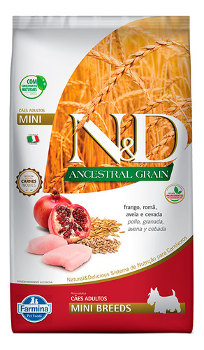 Ração N&d Ancestral Cães Adultos Mini Frango E Romã 2,5kg