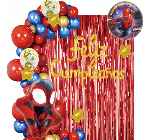 Set Kit Guirnalda De Globos Mi Cumpleaños Diseños Spiderman