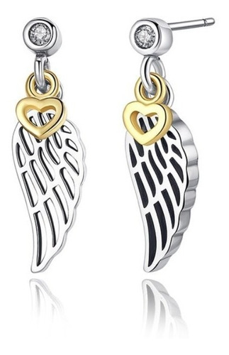 Aretes Alas Angel Doradas Para Mujer En Plata 925