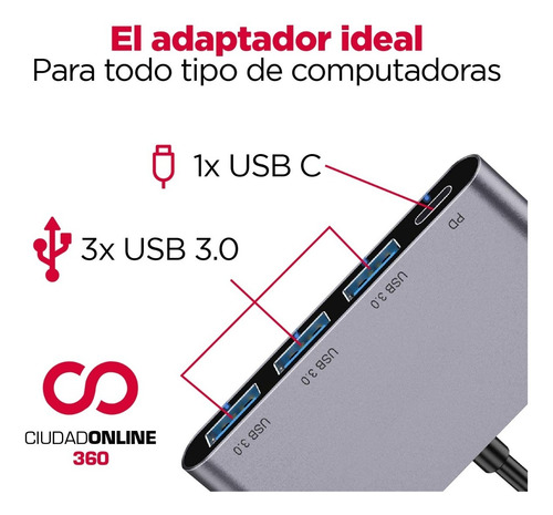 Hubs Adaptador Usb Pro Air Tipo C 4 En 1 Usb 3.0 Macbook