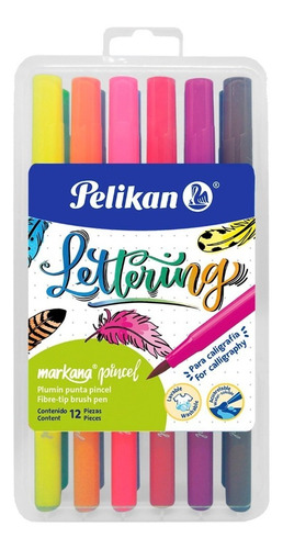 Imagen 1 de 3 de Marcadores Lettering Pelikan Markana Punta Pincel