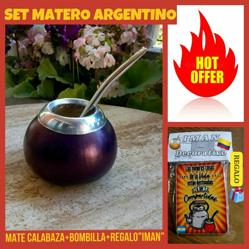 Promo! Set Matero!mate Calabaza Natural+bombilla+iman Matero