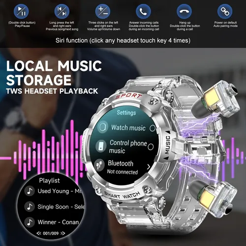 Smartwatch Deportivo Con Auriculares Y Pantalla Táctil Hd