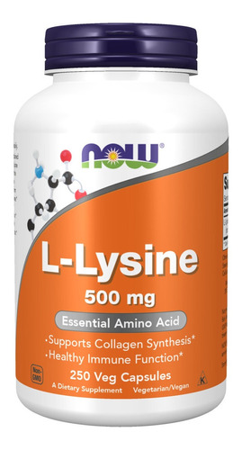 Suplemento em cápsula NOW  L-Lysine aminoácidos L-Lysine em pote 250 un