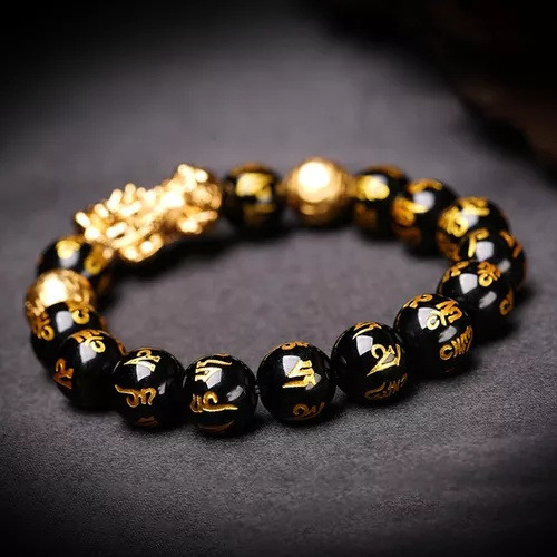 Pulseira Pixiu Amulet Para Atrair Riqueza Rosário De 12 Mm