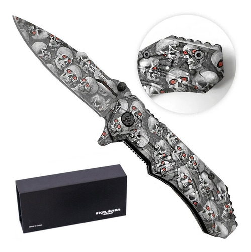 Imagen 1 de 10 de Navaja Cortapluma Calaveras Explorer Táctica Supervivencia