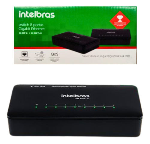 Switch Intelbras 8 Portas Gigabit Não Gerenciável Sg 800 Q+