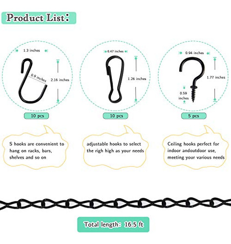 Juego De Cadenas Para Colgar, Cadena De Cesta Colgante De 19