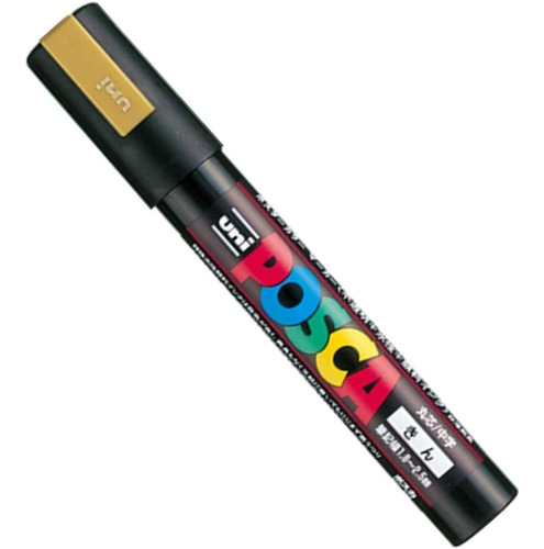 Marcadores Posca Unidad Pc-5m Punta Media Dorado / Plateado